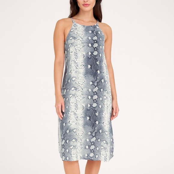 She + Sky snake print high neck midi length black, gray & white SZ SM - Picture 1 of 8